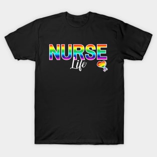 Nurse Life Rainbow Letters T-Shirt